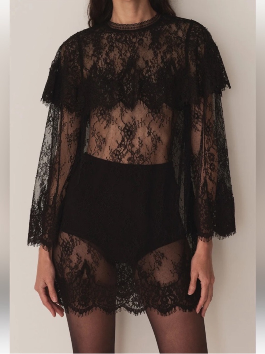 Nwt Doen Dress Arabella Mini Lace Ruffle In Black
